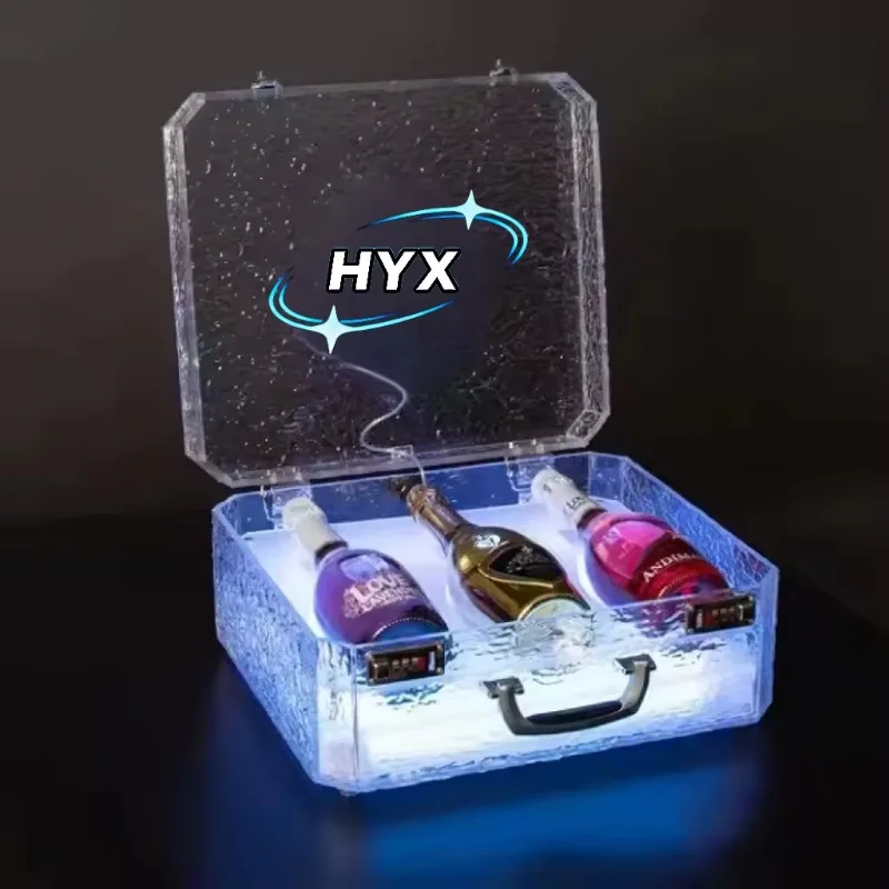 Premium Custom LED Liquor Display StandWholesale Pre-Assembled HYX Brand Modern Customized Acrylic Water Resistant Freestanding