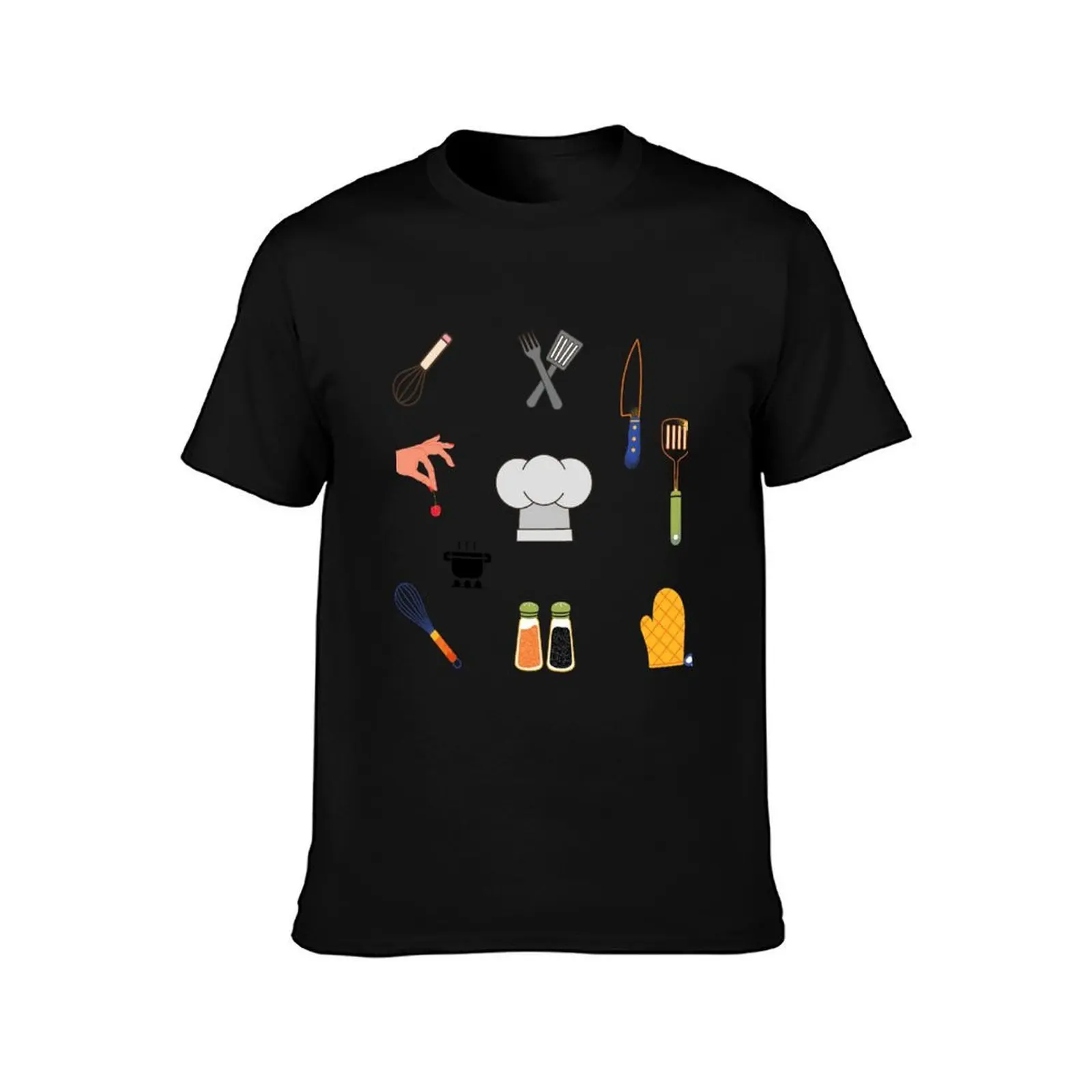 Chef sticker pack kitchen T-Shirt, Summer Casual Cotton Tee, Oversized Streetwear Tops, Vintage Graphic Print, Unisex Men Women