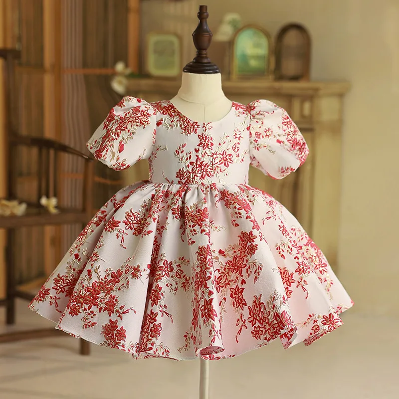 

Girls Korean Princess Dress for Baby Elegant Wedding Dresses Kids Vintage Ball Gown Children 1st Birthday Party Vestidos