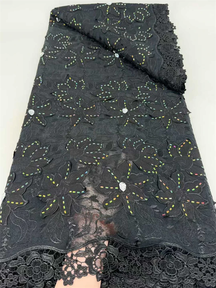 

Wholesale African Guipure Cord Lace Fabric with Nigerian Stones Water Soluble High Quality for Sewing Women's Dresses 2026