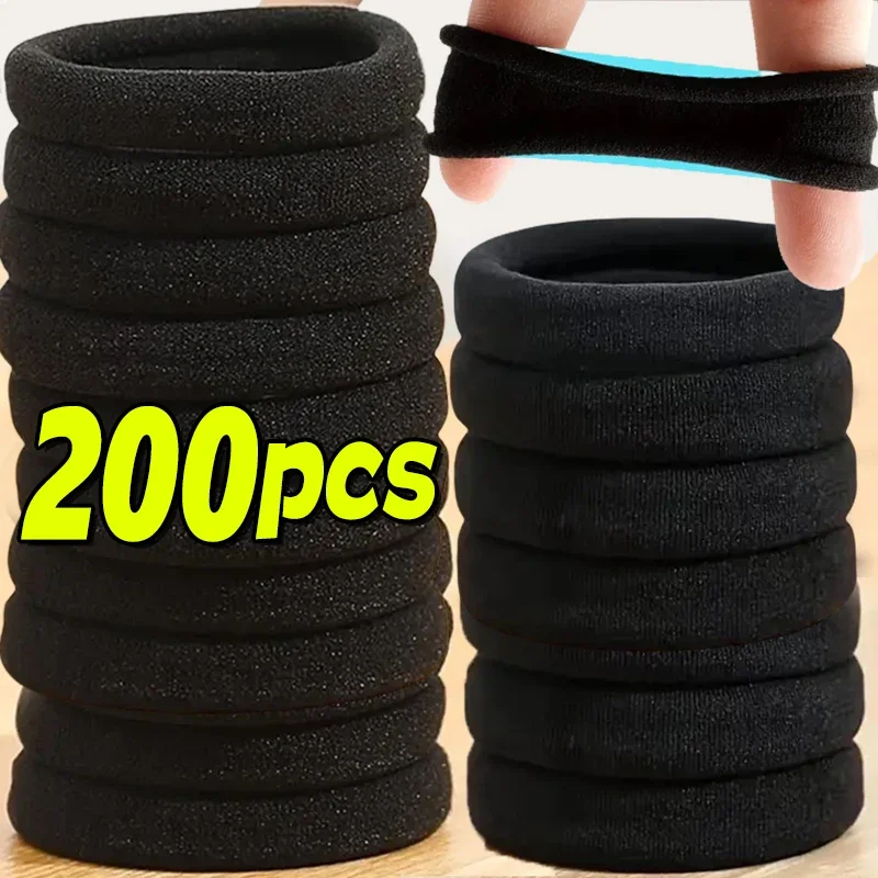 200PCS/Set Women Girls Basic Hair Bands Simple Solid Colors Elastic Headband Hair Ropes Ties Hair Accessories Ponytail Holder