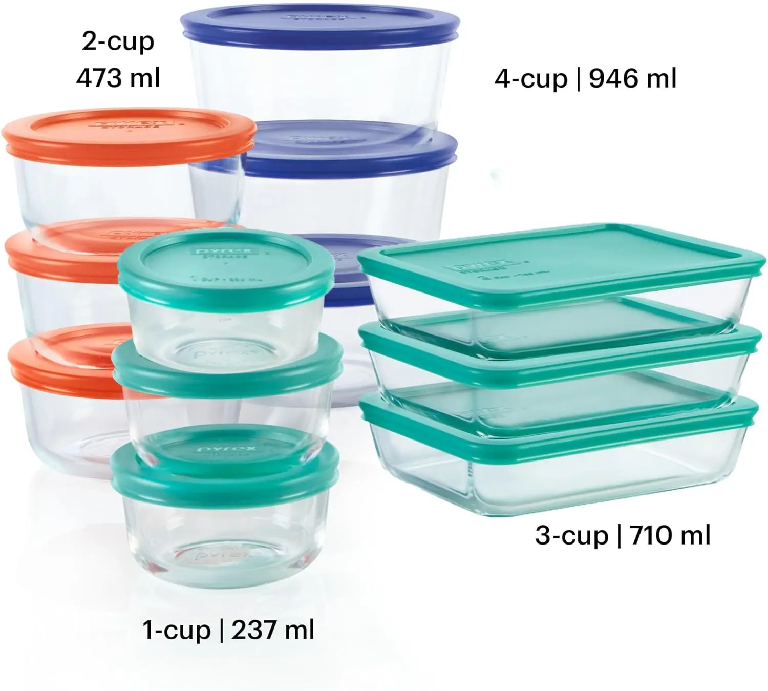 Simply Store 12-Pack Mixed Sized Glass Food Storage Set, Round & Rectangular Containers With Lids, BPA-Free, Dishwasher