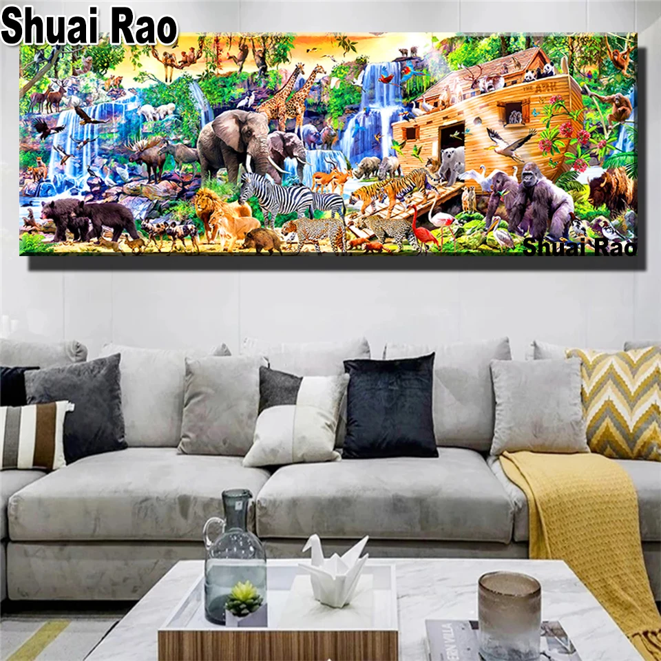 Big Size Diamond Painting 5D Animal World Tiger Elephant Zebra Diamond Embroidery Painting DIY diamond Mosaic Gift Home Decor