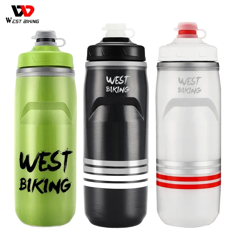 WEST BIKING Cycling Cold Water Insulated Bottle MTB Road Bike Thermal Bottle Racing Soft Squeeze Bottle Portable Gym Kettle