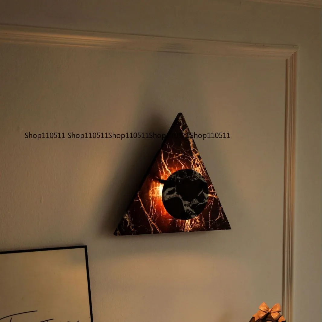 Natural marble creative personality triangle wall lamp Bermuda wall lamp living room hotel background lamp