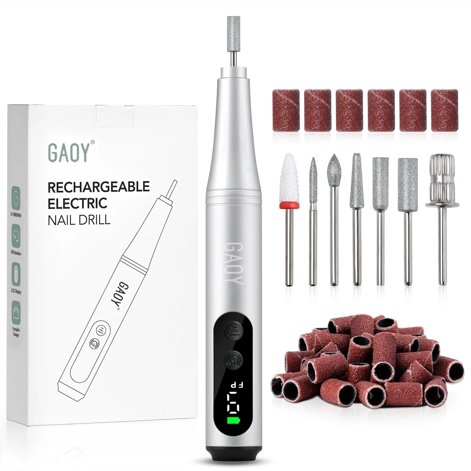 

Cordless Electric Nail File for Beginners, Nail Drill with Bits and Sanding Bands for Acrylic Gel Nails, Hand Feet Trimmer