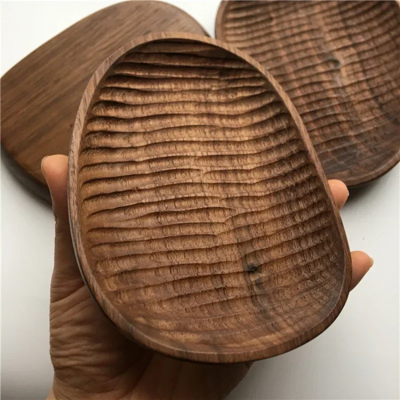 Hand Carved Plate Turtle Shell Snack Tray Tea Is Divided Into Black Walnut Log Olive Dim Sum Wood Dish Exquisite And Practical