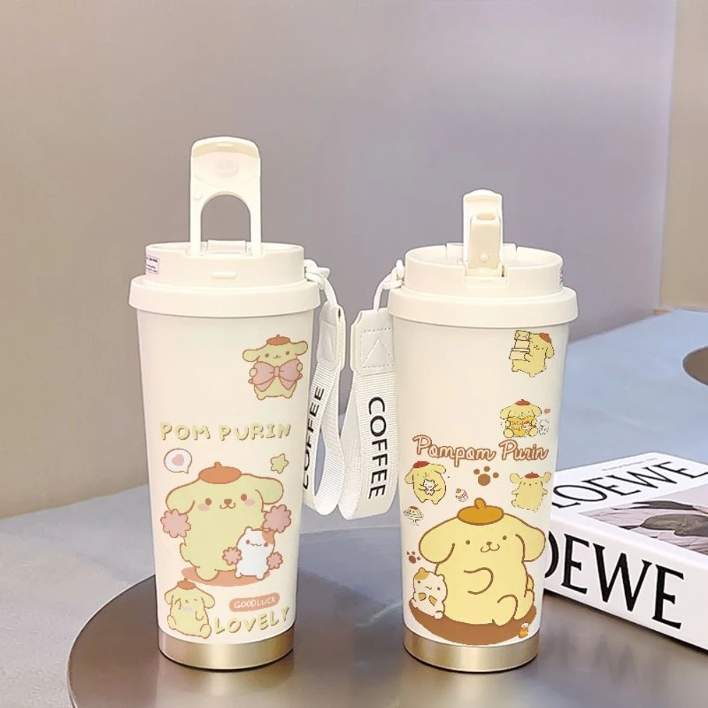 

Cute Sanrio Pudding Dog 520ML316 Stainless Steel Inner Pot Large Capacity Water Cup with Straw