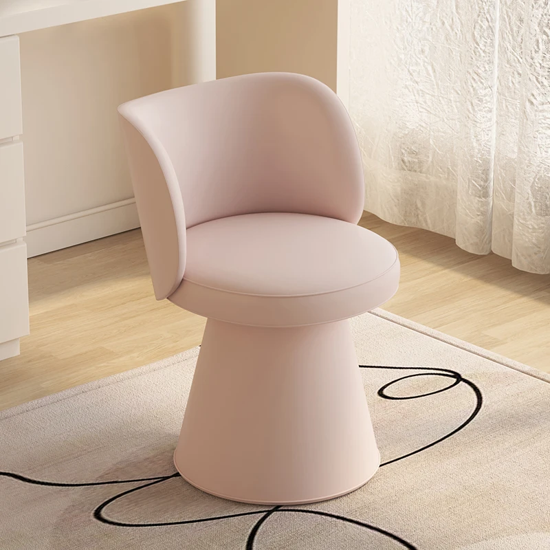 Stool,Cream Swivel Makeup Chair with Backrest,Space-Saving Bedroom/Makeup Studio Seat