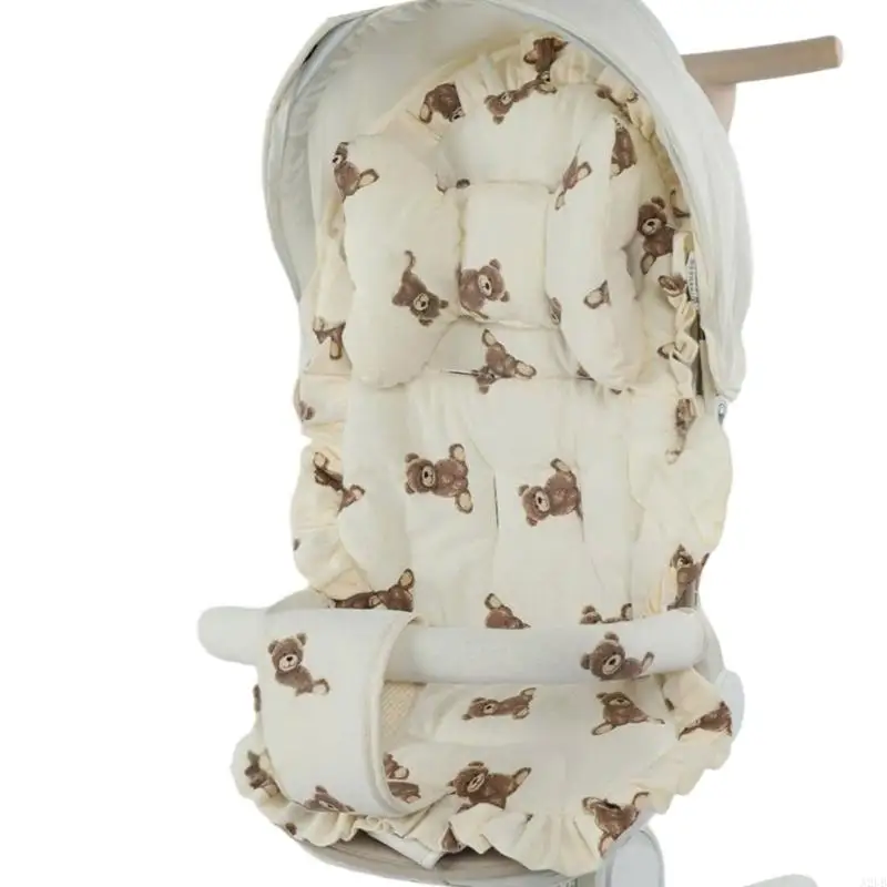 Strollers Pad Cotton Build Ventilated Insert Removable Washable Cover Secure Grip for Majority Infants Pushchairs A2UB