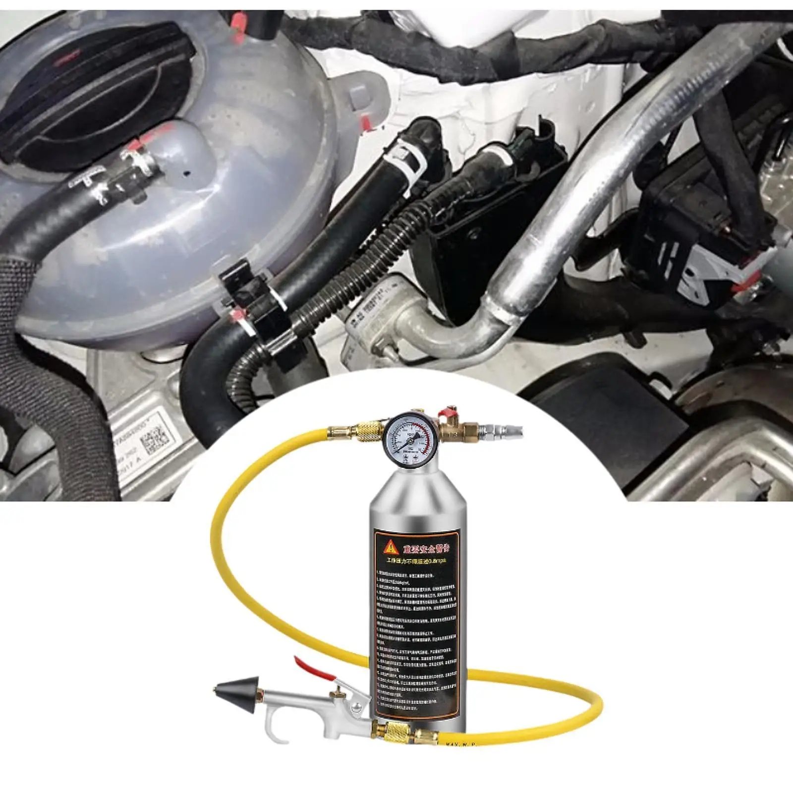 A/C System Flush Set 1000ml Empty Canister Prolongs A/C Life Powerful Cleaning Automotive Air Conditioning Cleaning Canister