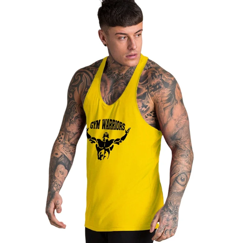 Fashion Bodybuilding Stringer Tank Top Men Gym Fitness Vest Cotton Tank Tops Muscle Shirt for Jogging Boys Undershirt