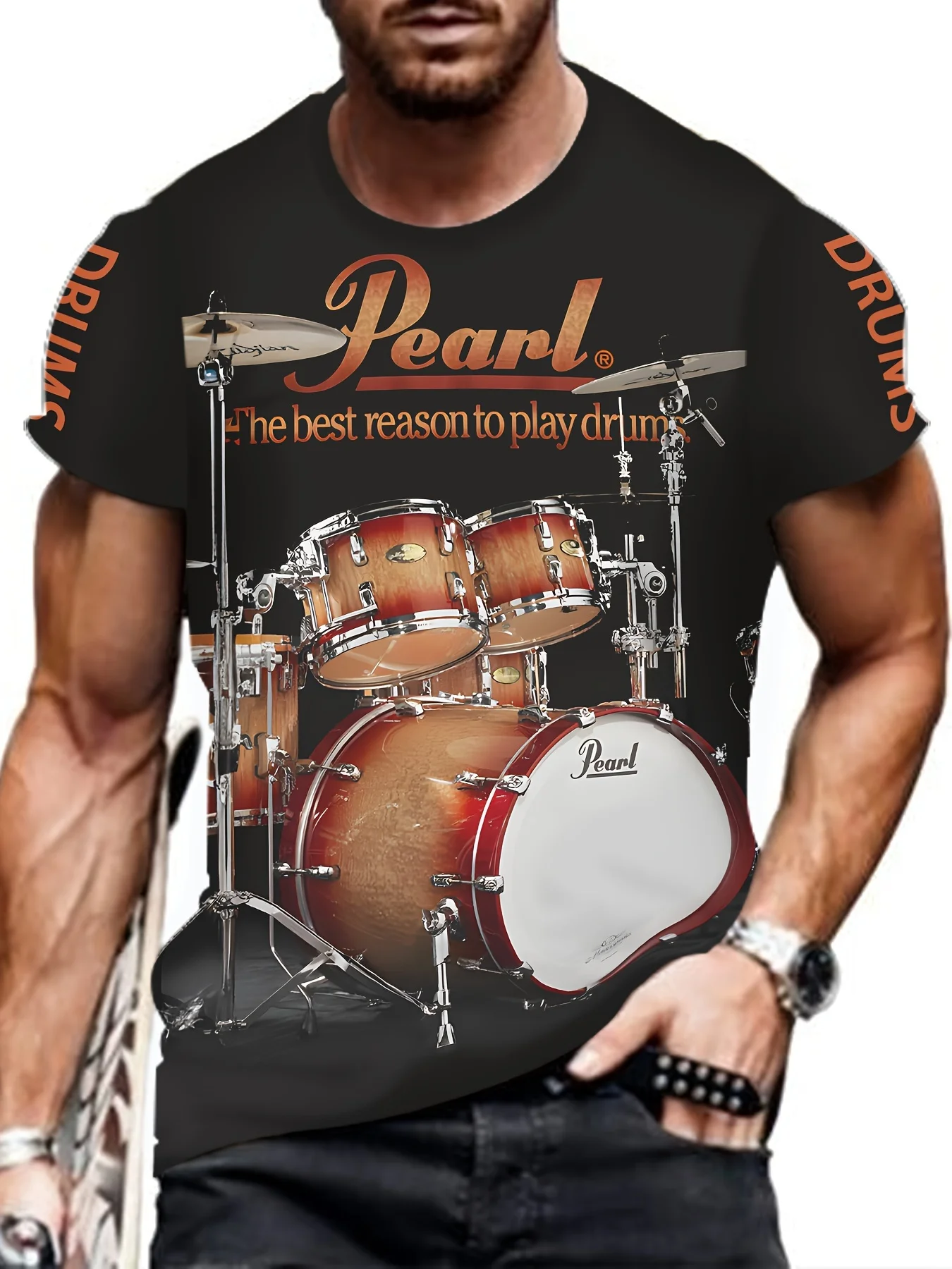 

2024 New Men's Drum Frame Printed T-shirt