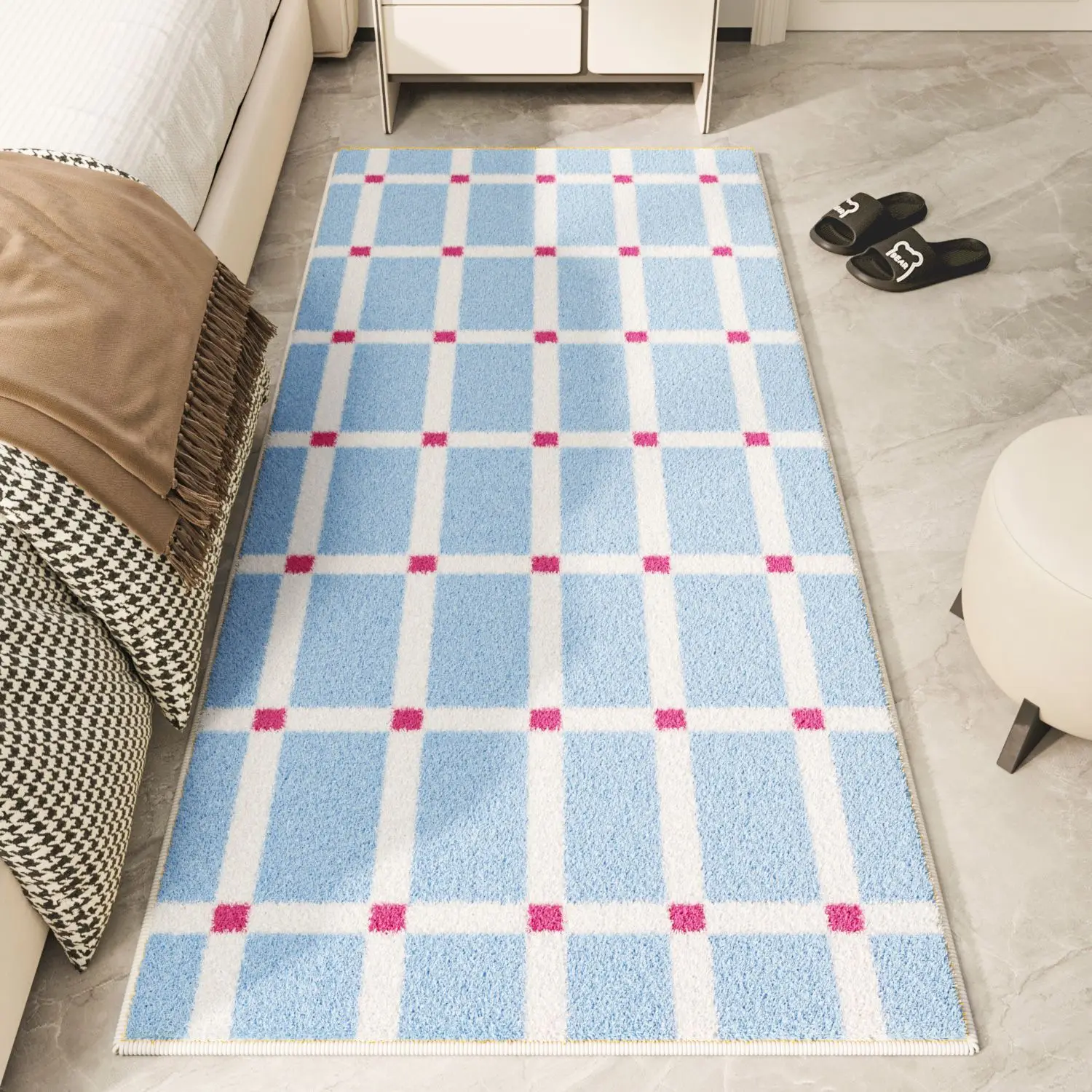 VIKAMA الدوبامين مخطط السجاد غرفة الديكور لينة غرفة نوم السرير البساط غرفة المعيشة وسادة أريكة الشتاء الديكور