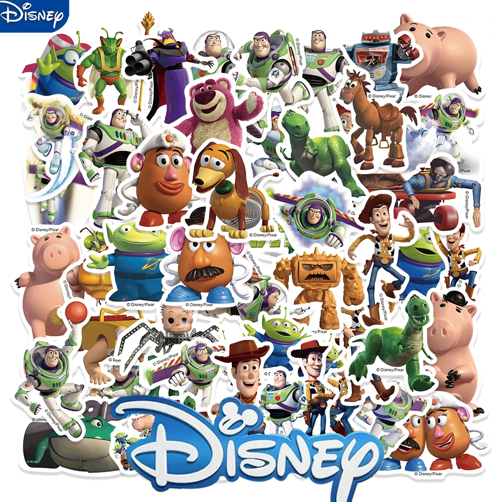 

50pcs Disney 3D Toy Story Cartoon Stickers Cute Anime Decals Kids Toy Laptop Phone Scrapbook Luggage Car Decoration Sticker