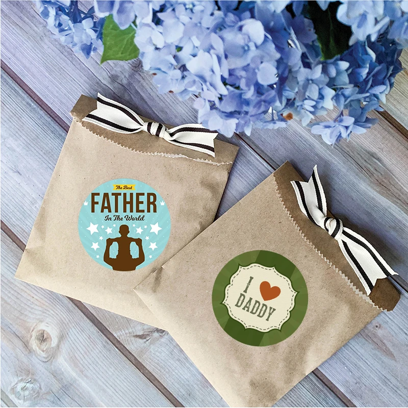 24/48pcs Father\'s Day Best Dad Ever Super DAD Stickers Party Gift Tag Labels Father\'s Day DIY Decoration Stickers Supplies