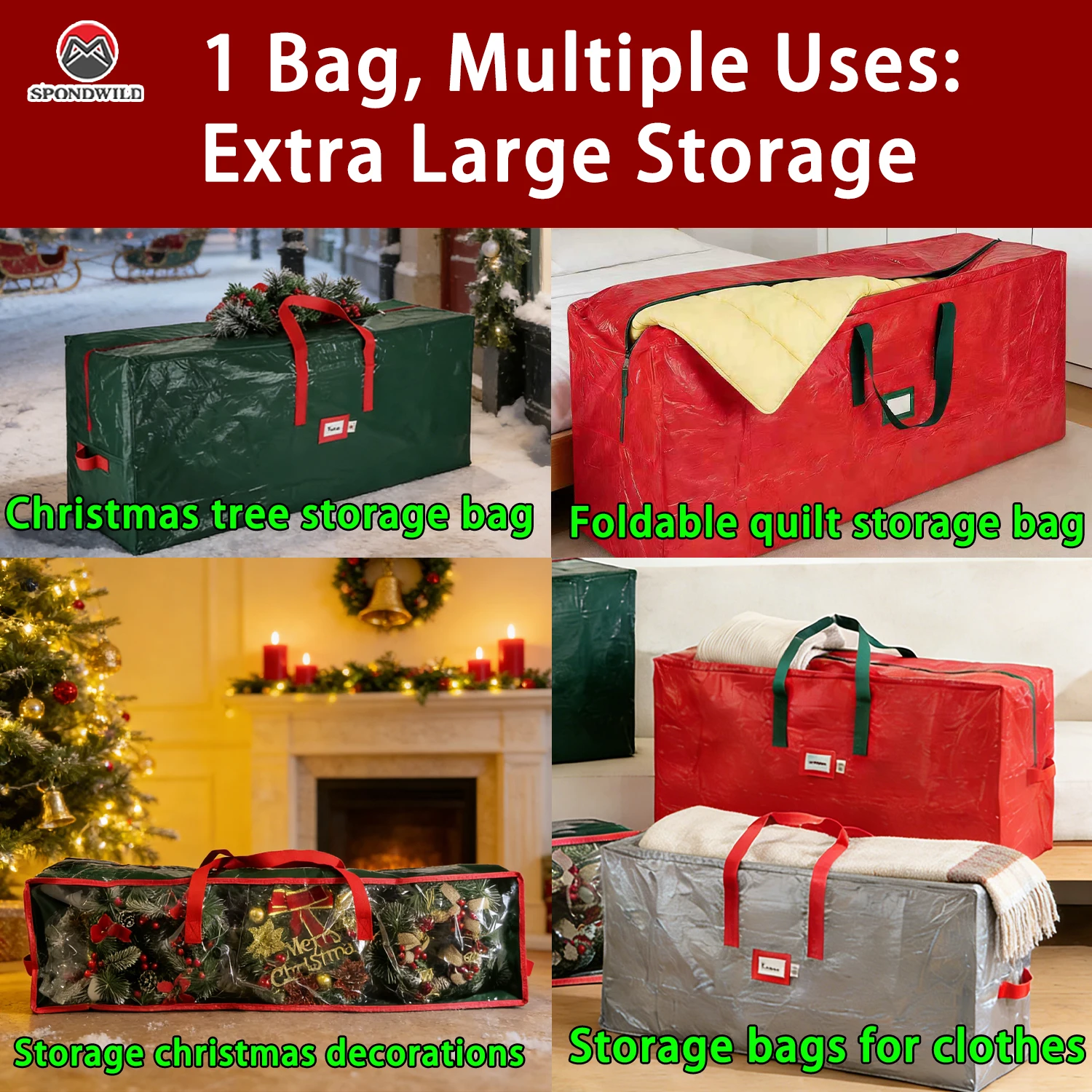 1PC Christmas Tree Storage Bag, Large Foldable Quilt Clothes Storage Bag, Bedroom Dormitory Organizer, Waterproof Dustproof, New