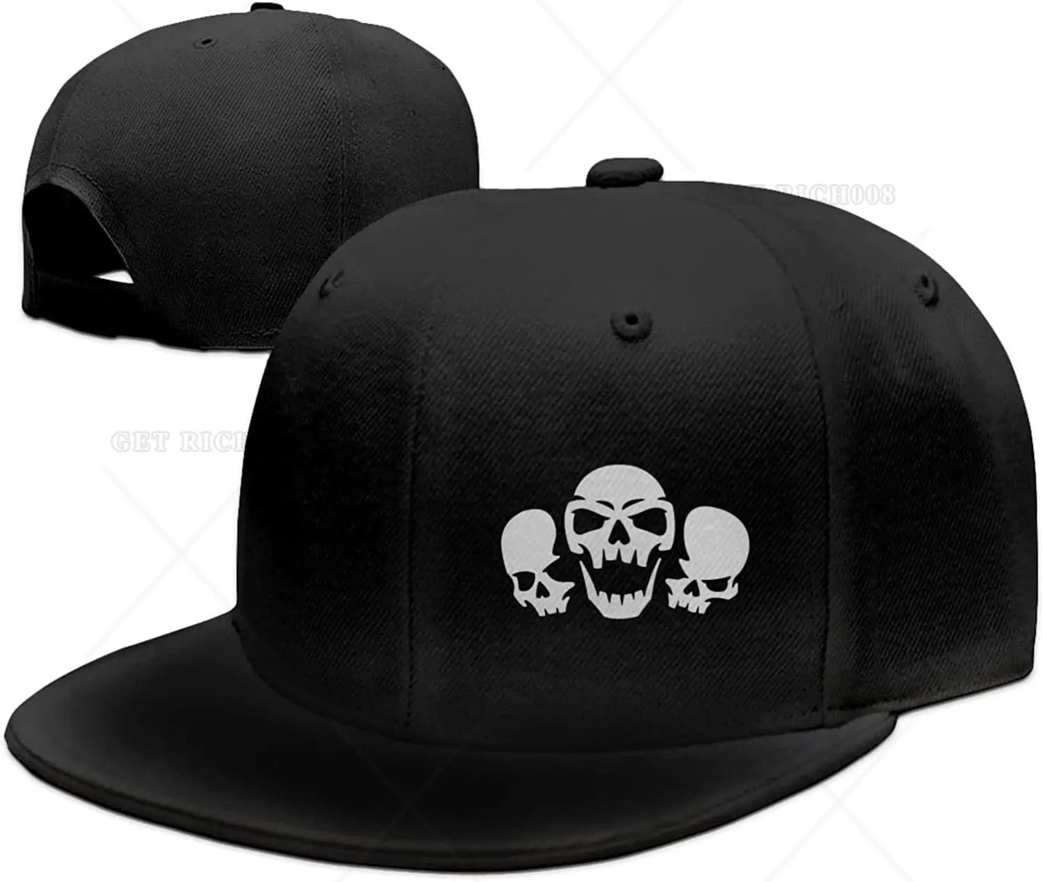 Casquette de baseball noire réglable pour hommes, chapeau Snapback tête de mort pour garçons, casquettes de camionneur papa, chapeaux ajustés, mode hip hop, bec plat drôle