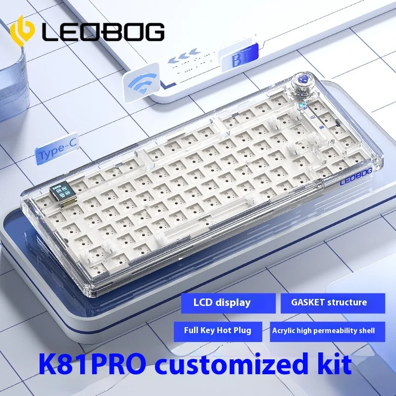 Imagem -02 - Leobog-teclado Mecânico sem Fio K81 Bluetooth 81 Chaves Hot-swappable Rgb Três Modos Teclado Estrutura Gask Acrílico Shell