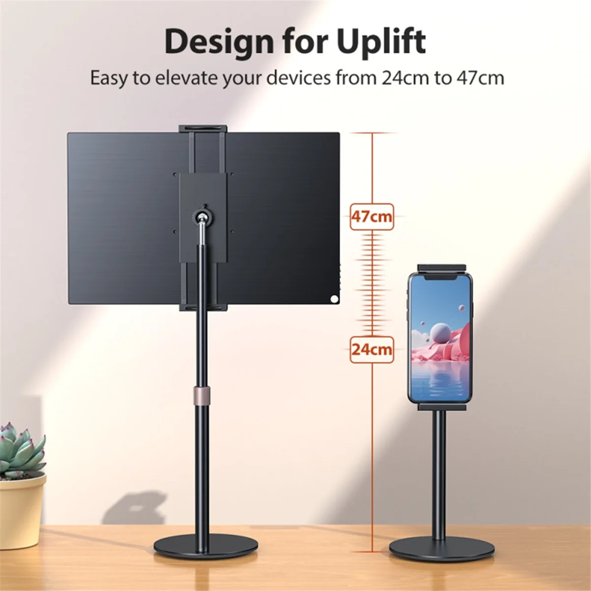 

ABJU Portable Monitor Tablet Holder Standing Adjustable Monitor Stand Height Tablet Bracket Desktop Clamp Stand Mount Black