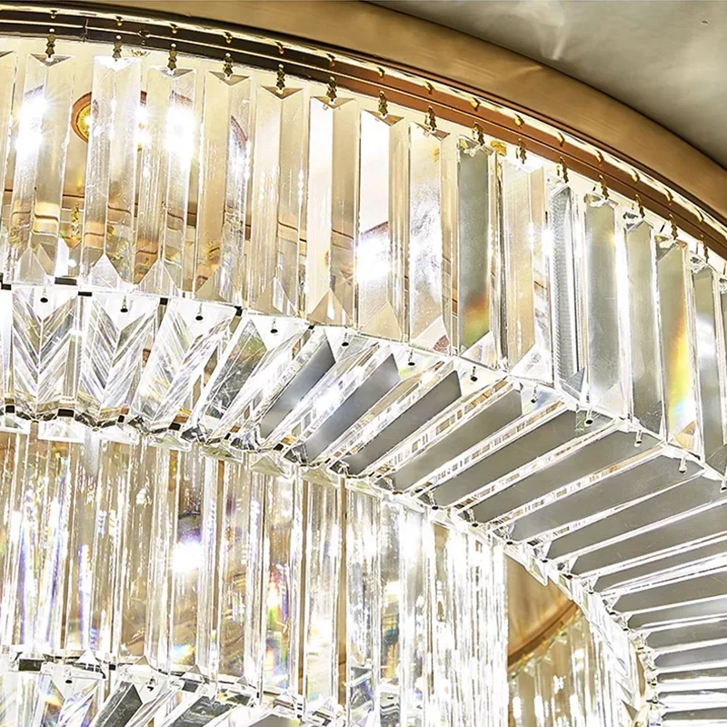 Gold Modern Chandelier Lighting Home Decoration Luxury Crystal Living Room Ceiling Light Dimmable Luster Ring Led Light Fixture