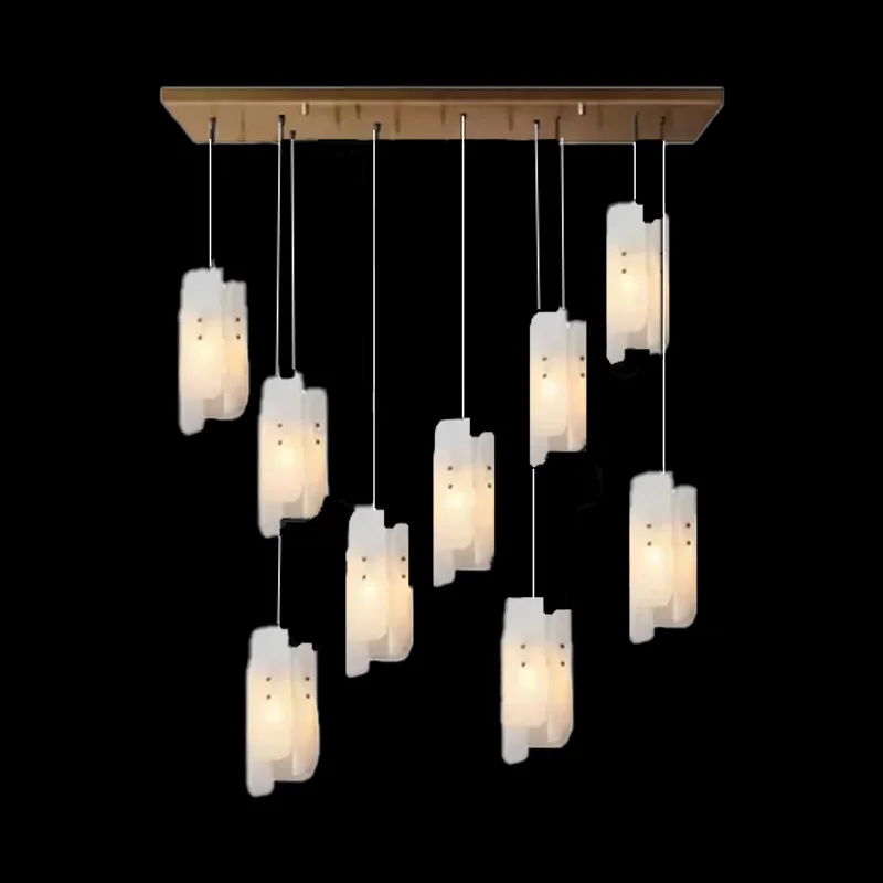 

Modern novelty living room marble chandelier with full copper body for bar ceiling decoration, adjustable chandelier