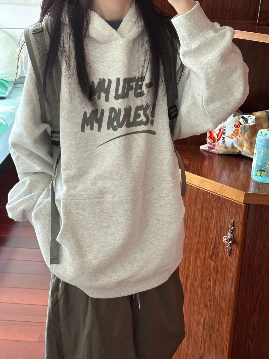 

Хлопковые толстовки с капюшоном, женская готическая одежда, полосатая круглая одежда с рукавами в стиле хип-хоп, большие размеры, весенняя милая спортивная одежда