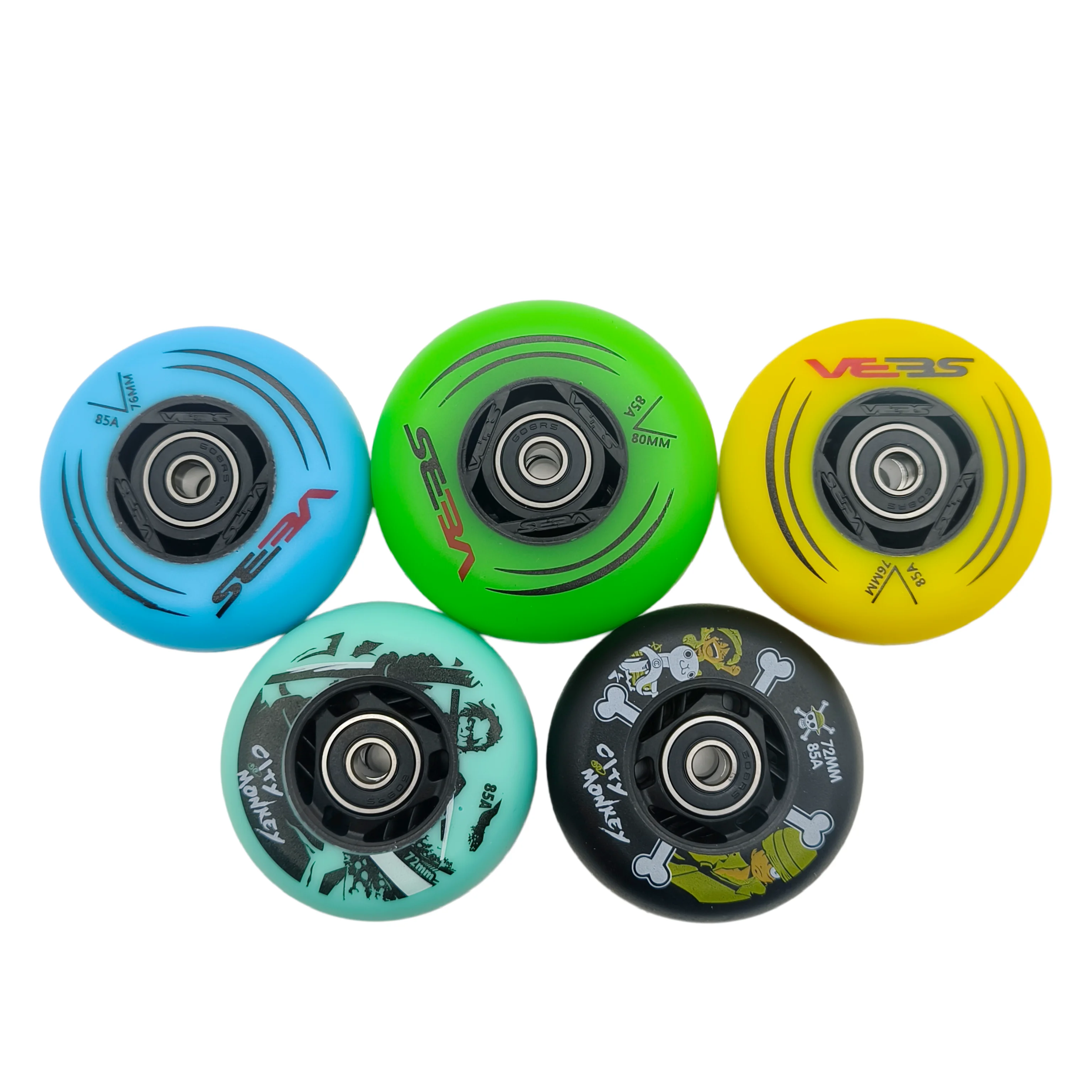 インラインスケートホイール-ローラーホイール-72mm-85a-76mm-80mm-ベアリング付き-8輪-ロット