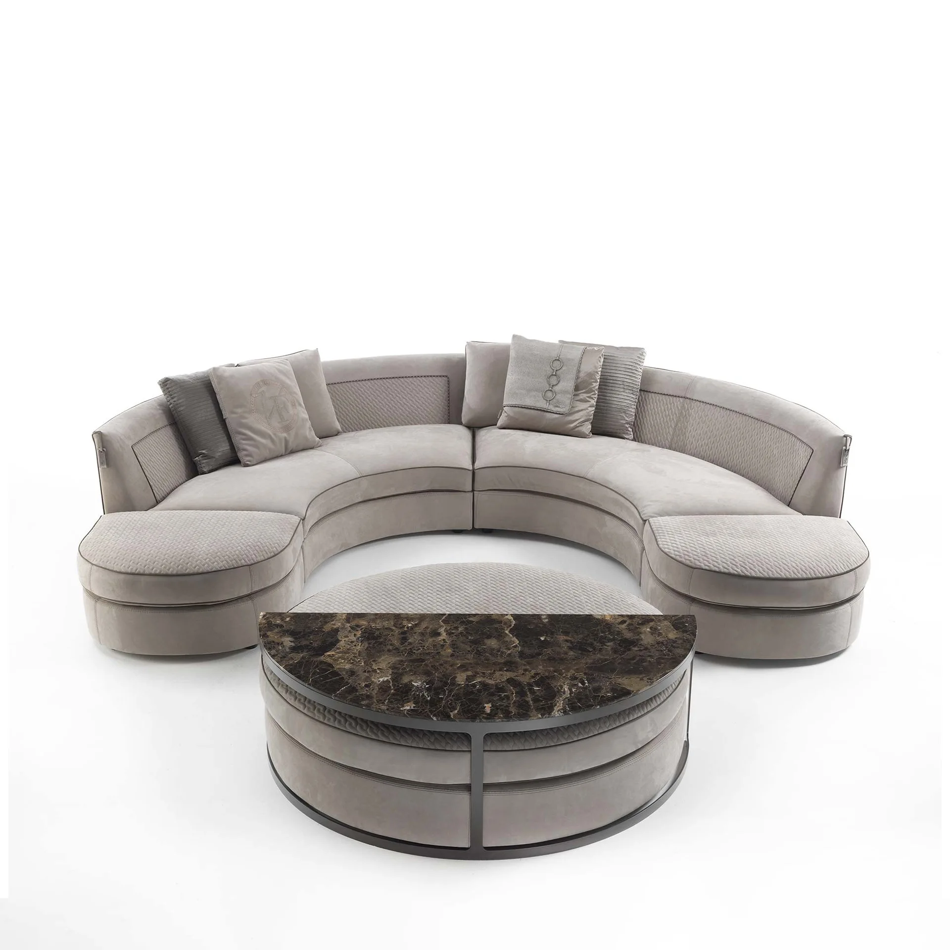 mz-Luxury Curved Modular Sofa Living Room Round Sofa Combination Change Angle Diamond Check Fabric Sofa Couch~