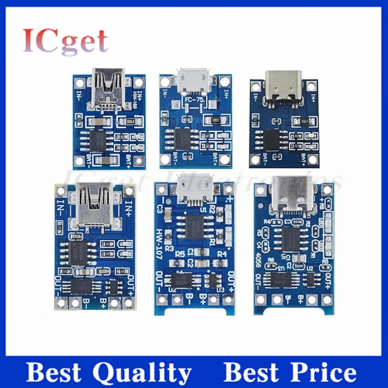 5 pz Micro USB 5V 1A 18650 TP4056 modulo caricabatteria al litio scheda di ricarica con protezione doppia funzione 1A li-ion