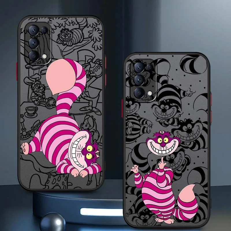 

Disney Cheshire Cat Cartoon For OPPO Find X3 X5 Lite Pro A98 A94 A93 A78 A79 A76 A58 A57 5G Frosted Translucent Phone Case