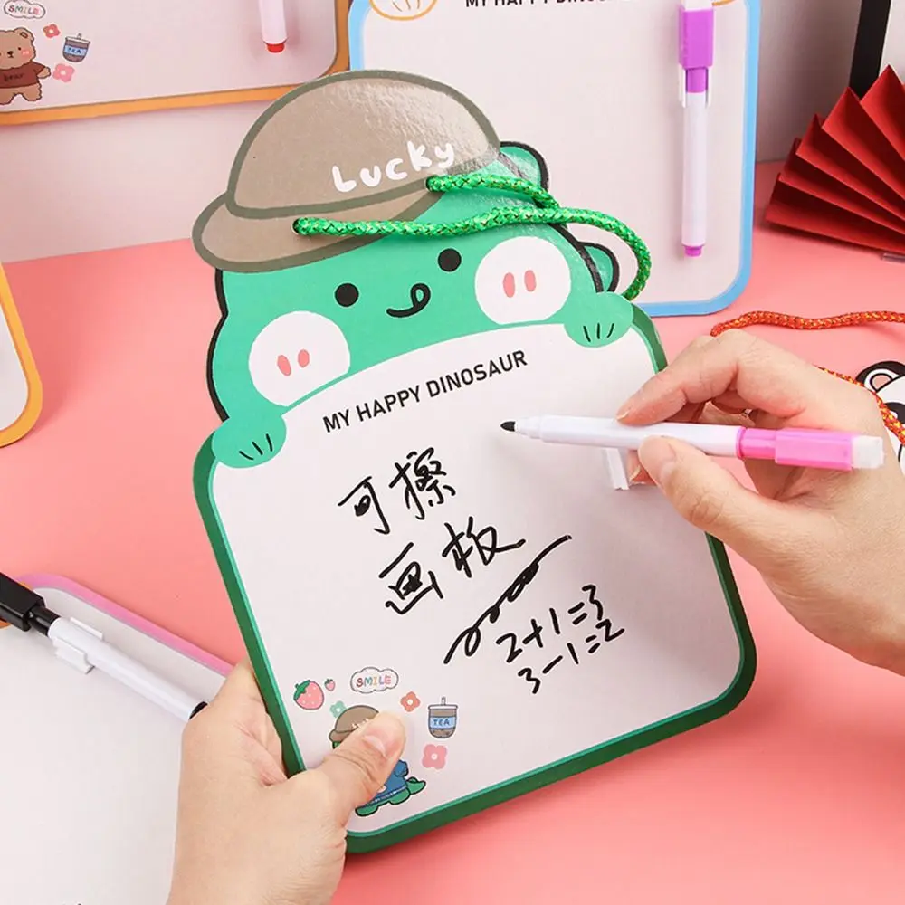 Portable Cute Erasable Whiteboard Creative Suspendable Whiteboard Notebook Reusable Cartoon Animal Shape Drawing Board Students