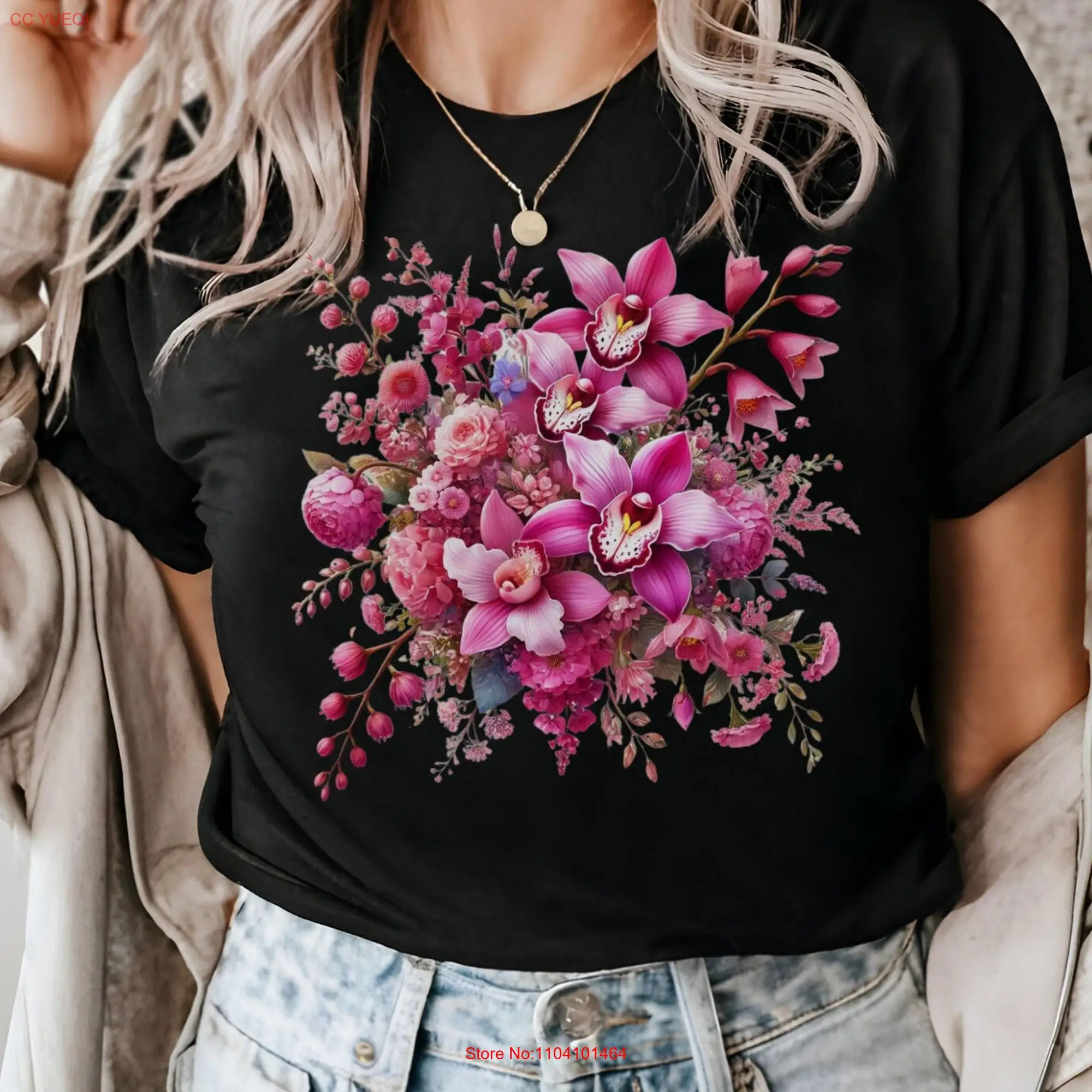 Orchid Wildflower T Shirt Boho Flower Floral Cottagecore Cute shirts PlanT For Women Her long or short sleeves