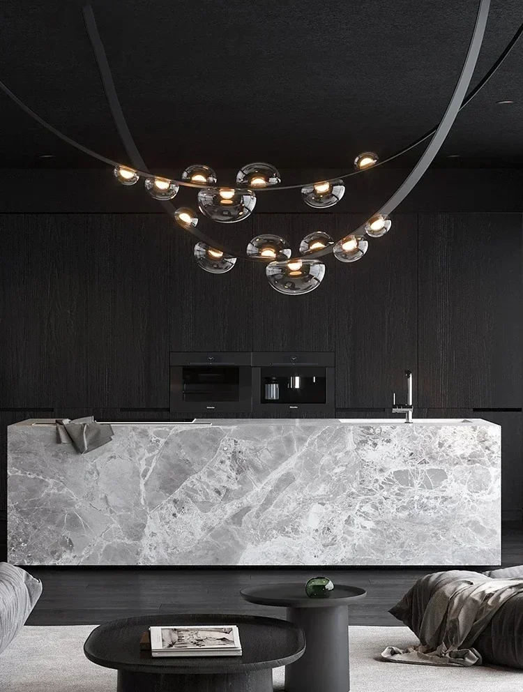 Candelabro de techo moderno y creativo, candelabro con cinturón minimalista, iluminación de cuero de diseñador, Villa, restaurante, Bar, sala de estar