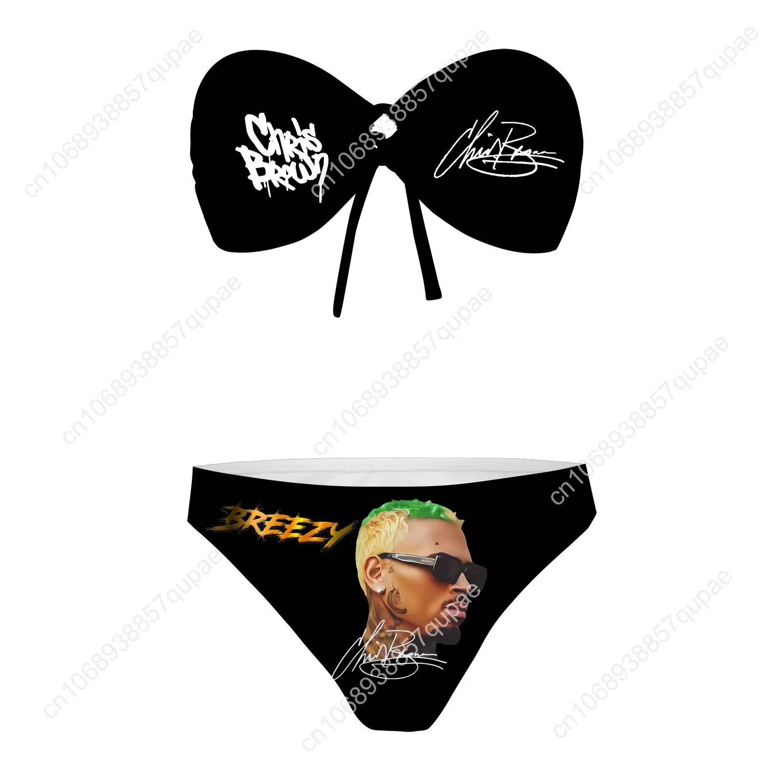 Chris Brown Rapper Strapless Swimsuit Womens Bathing Suits Fashion Swimwear Pool Party Beach Sexy Bikini Customize Beachwear