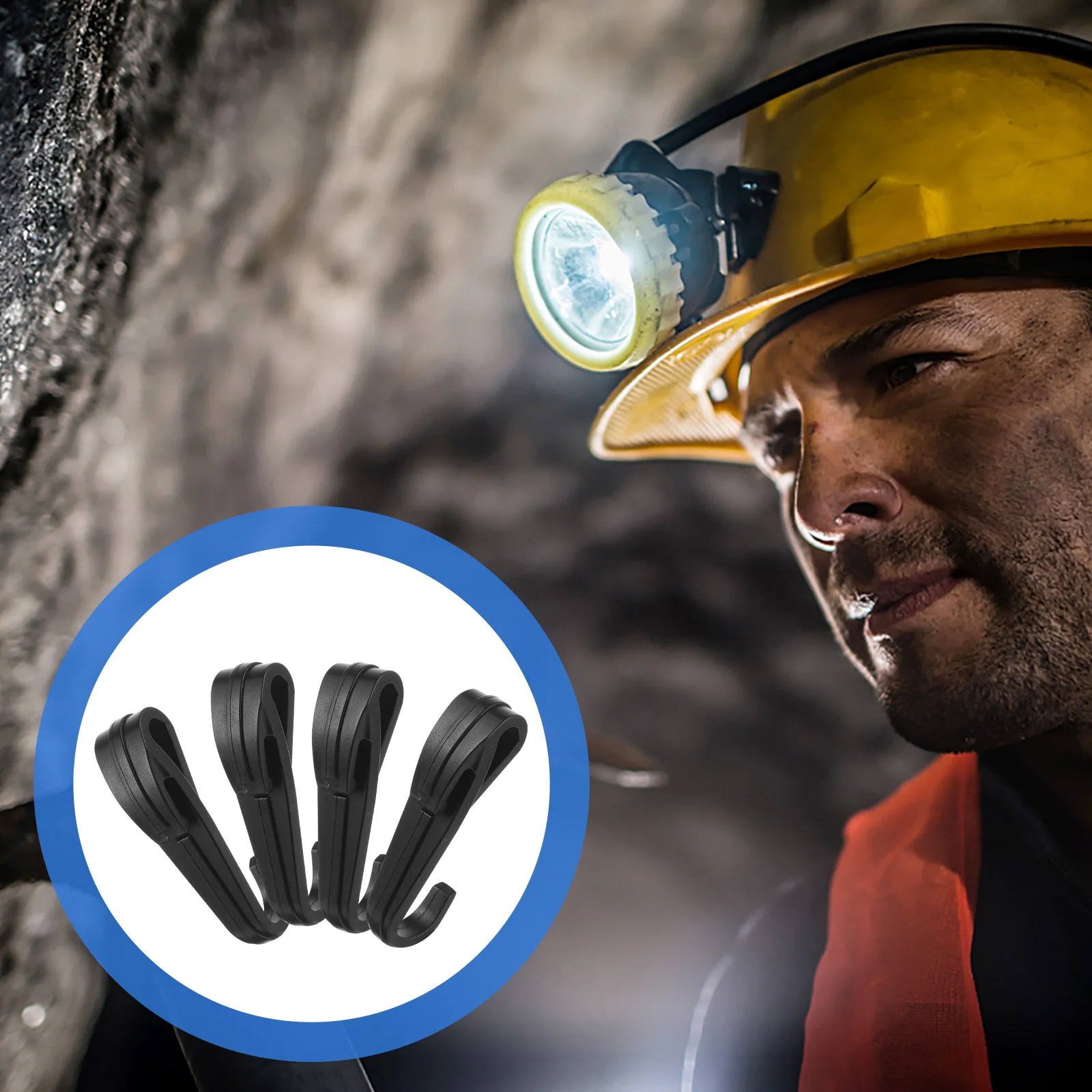 12 Pcs Hard Hat Two-way Hook Lightweight Clip Headlamp for up Safety Headlight Work Black Outdoor Hardhat