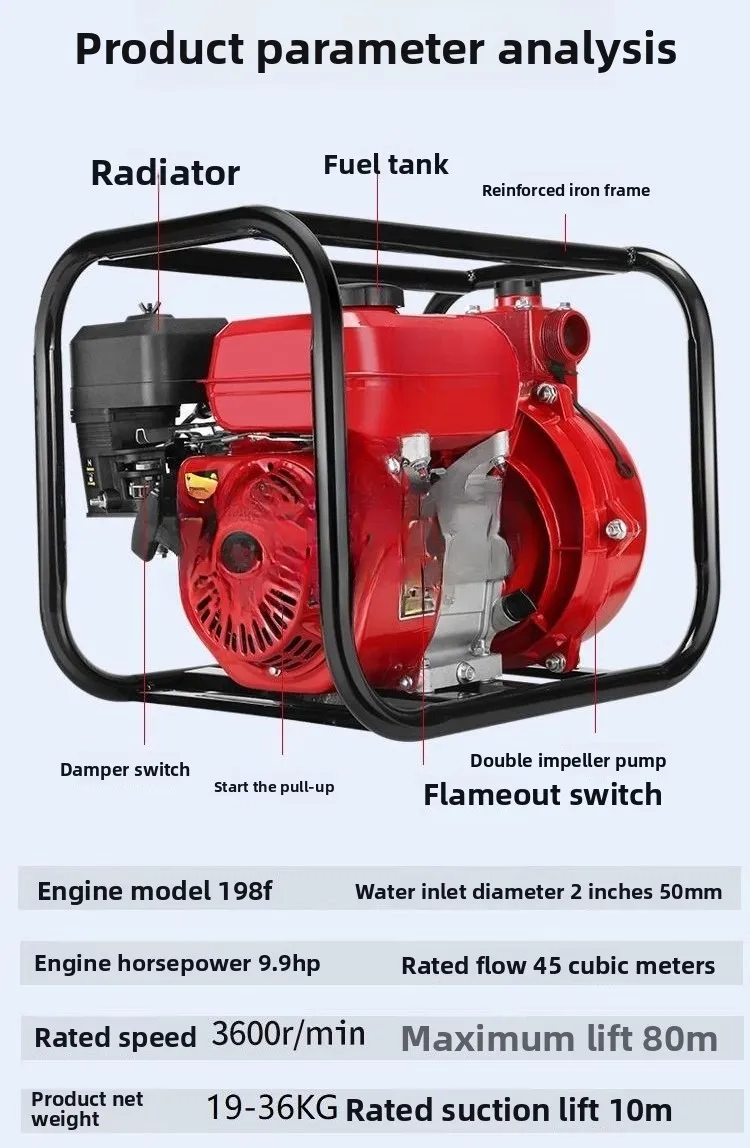 Four stroke irrigation high power pump agricultural pressure