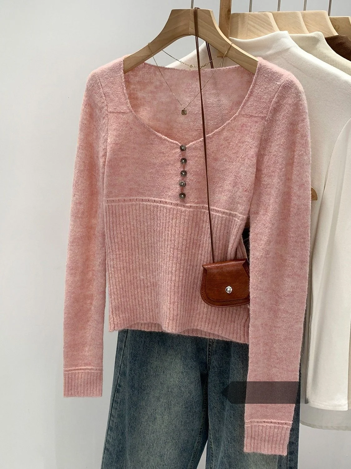 

Уникальный женский вязаный свитер с v-образным вырезом, топ с завязкой на талии, базовый слой, внутренняя одежда, зимняя мода, корейский Sle Long Sve