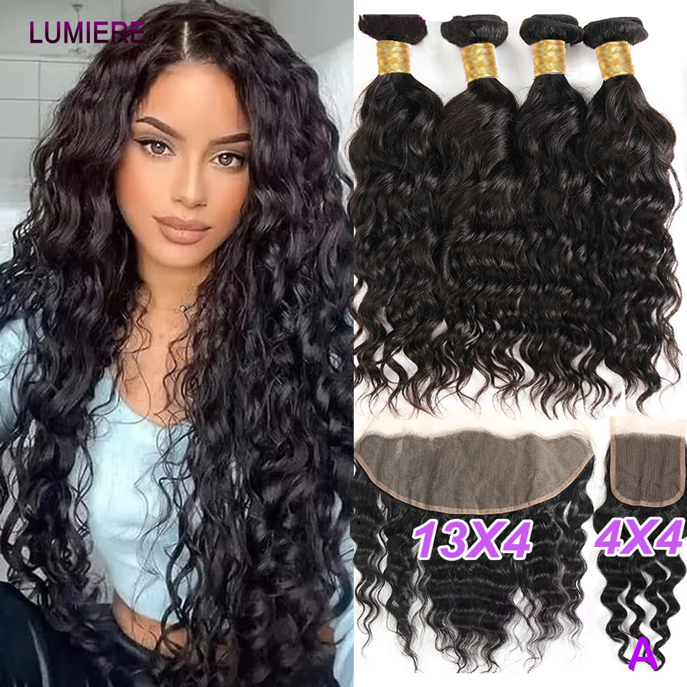 

Натуральные волнистые человеческие волосы 3/4 пучка с HD прозрачной кружевной фронтальной застежкой и пучком 100% натуральные волосы для наращивания оптом