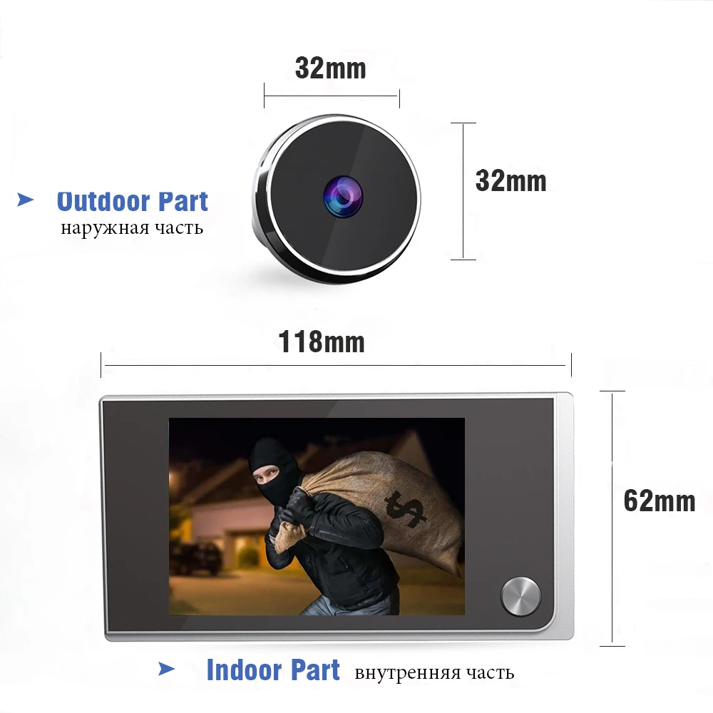 3.5 "digitale Tür Guckloch Kamera elektronische Tür Viewer Glocke Grad Weitwinkel HD-Bildschirm Home Security System Hardware