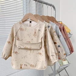 Bavoirs Mignons pour Bébé de 0 à 5 Ans, Tablier Imperméable à Manches sulf, Motif Animaux de Dessin Animé, Smock d'Alimentation