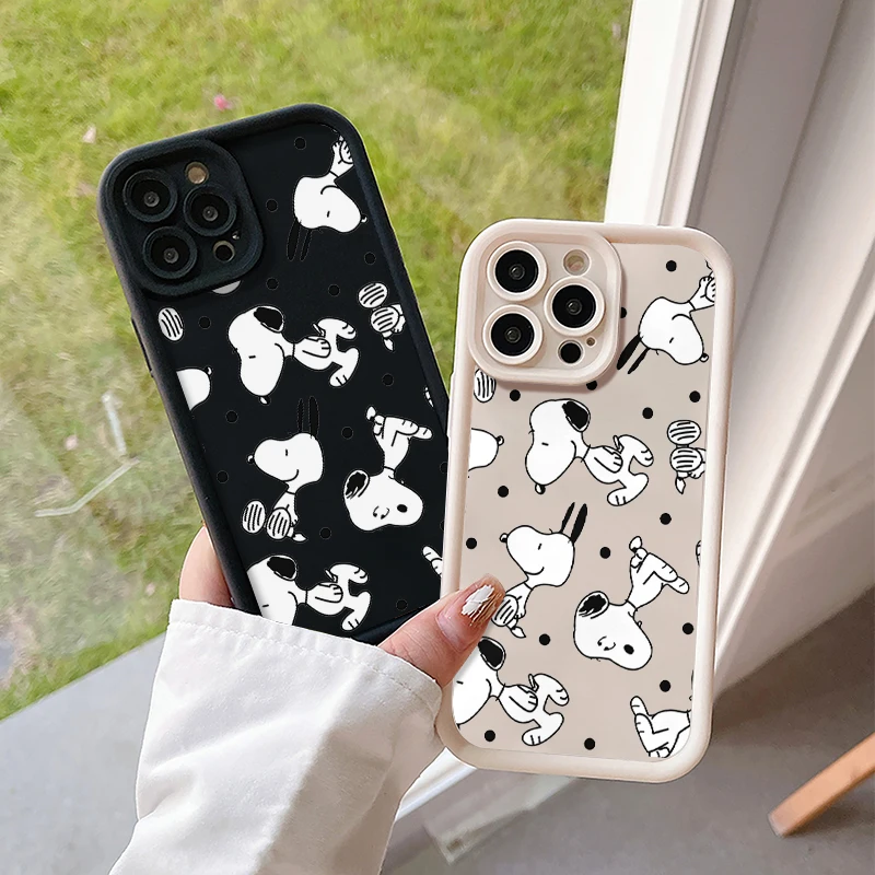 Snoopy Cute Cartoon Fashion Fall Shockproof Case For iPhone 16 15 14 13 12 11 Pro X Xs Max SE 2020 7 8 Plus Soft TPU Cover WK283