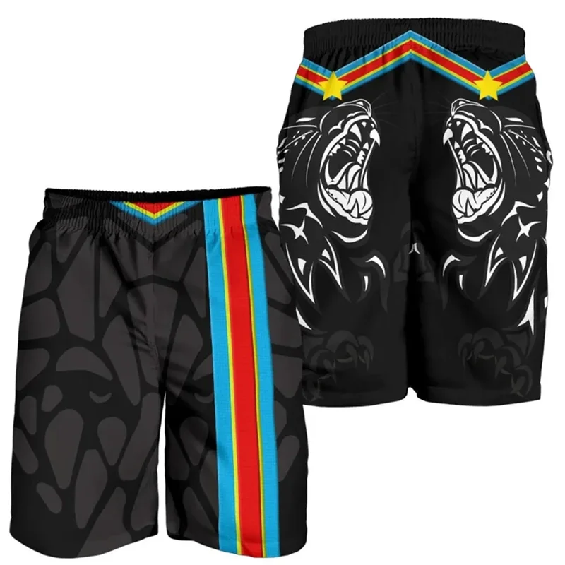 Democratic Republic Of The Congo Flag Map 3D Printed Beach Shorts Hawaiian Men Short Pants Casual Vacation Trunks Kids Trousers