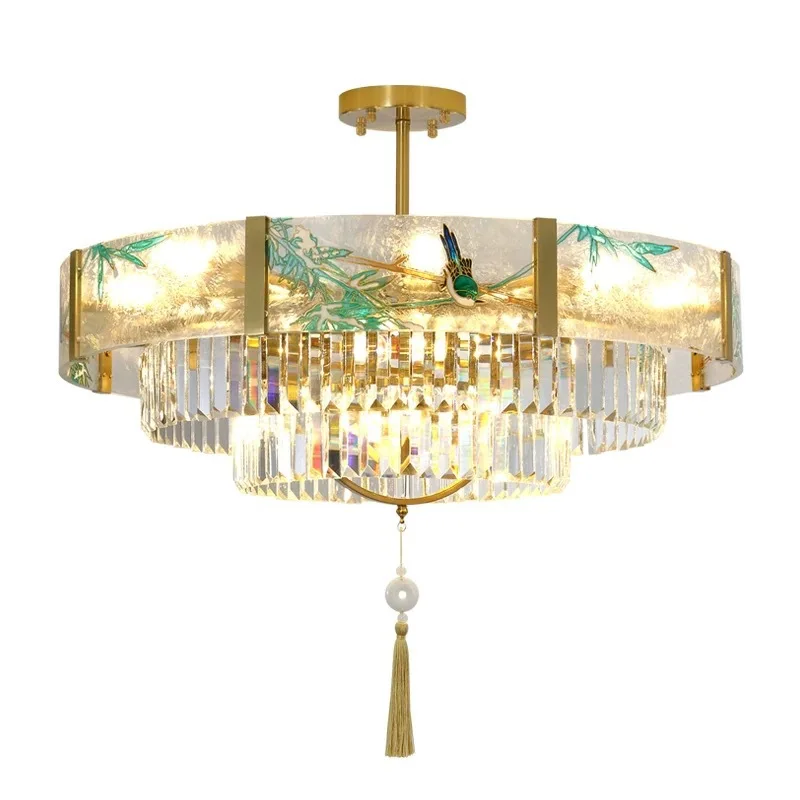 

Crystal headlights living room lights Chinese style retro