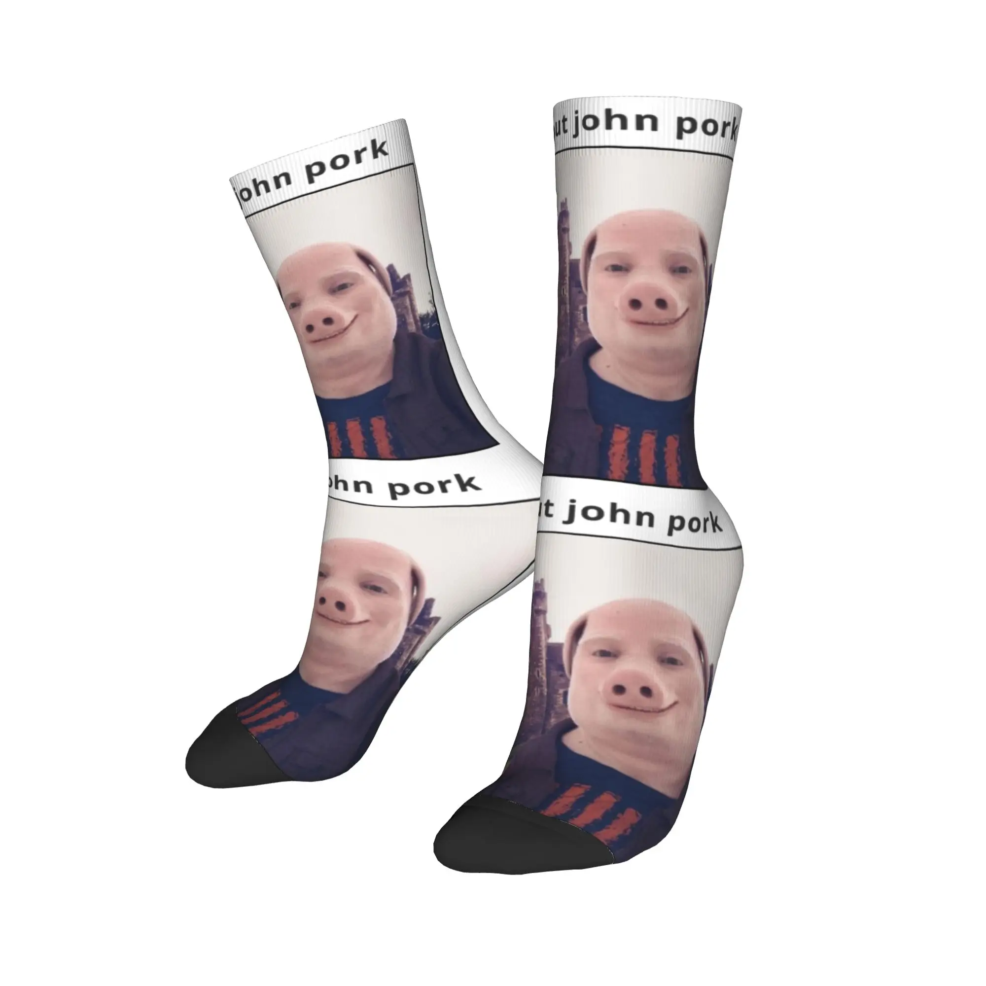 Shoutout John Pork Socks Men's Women's Polyester Casual  Socks Crazy Spring Summer Autumn Winter Middle Tube Socks Gift