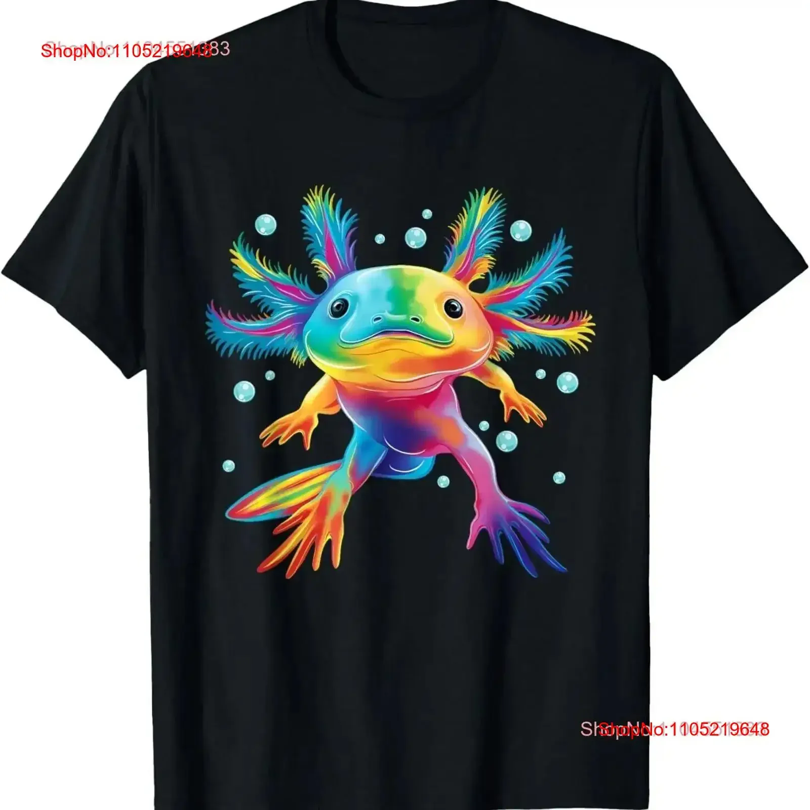

Симпатичная красочная художественная футболка Аксолотль, винтажная стираная модная графика, растянутая, удобная, дышащая, дизайнерская одежда, универсальная