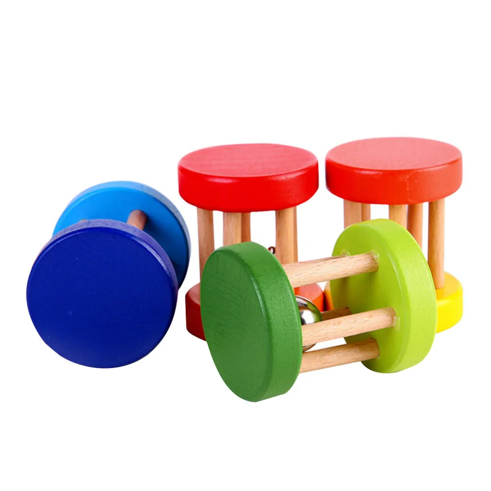 4 stuks houten rammelaars hoge kwaliteit huidvriendelijke baby handrammelaars educatief babyspeelgoed met gladde randen willekeurige kleur