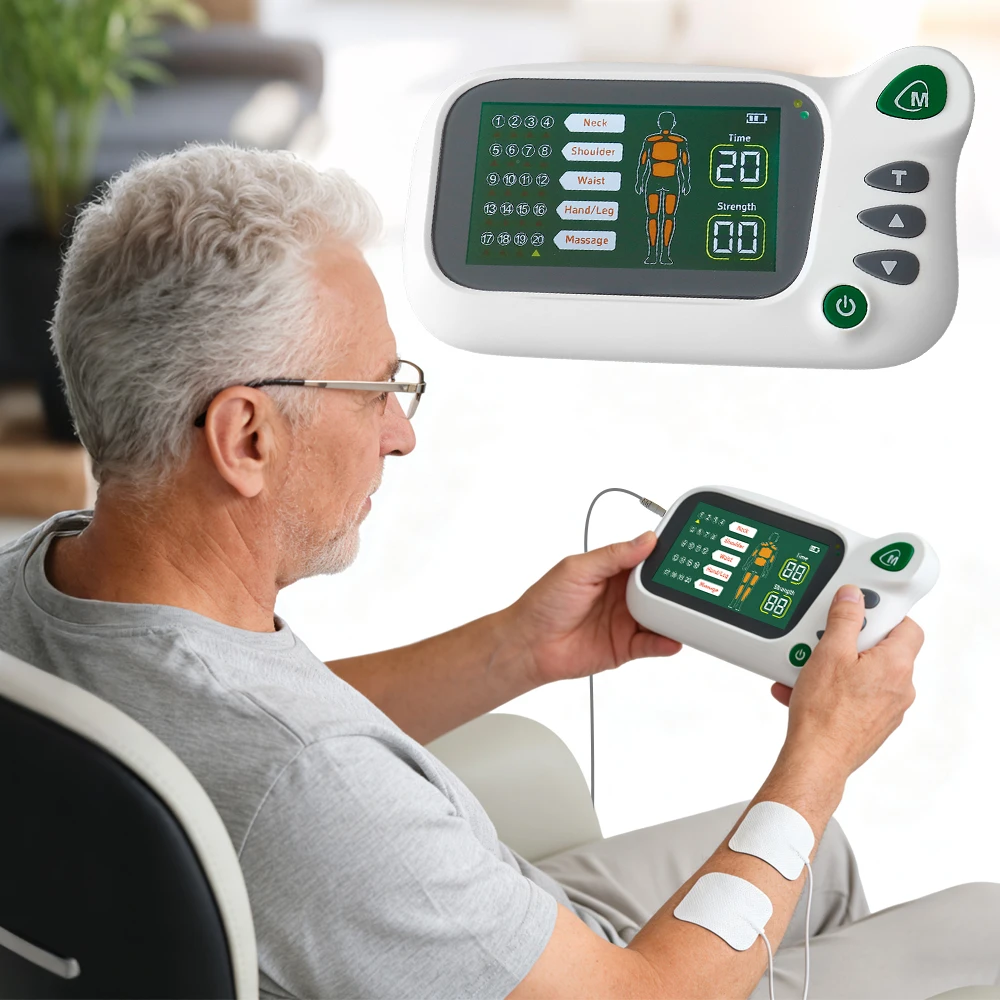 

Electric Dual Channel Tens Full Body Massager 20 Modes EMS Muscle Therapy Stimulator Unit Meridian Physiotherapy Pulse Machine