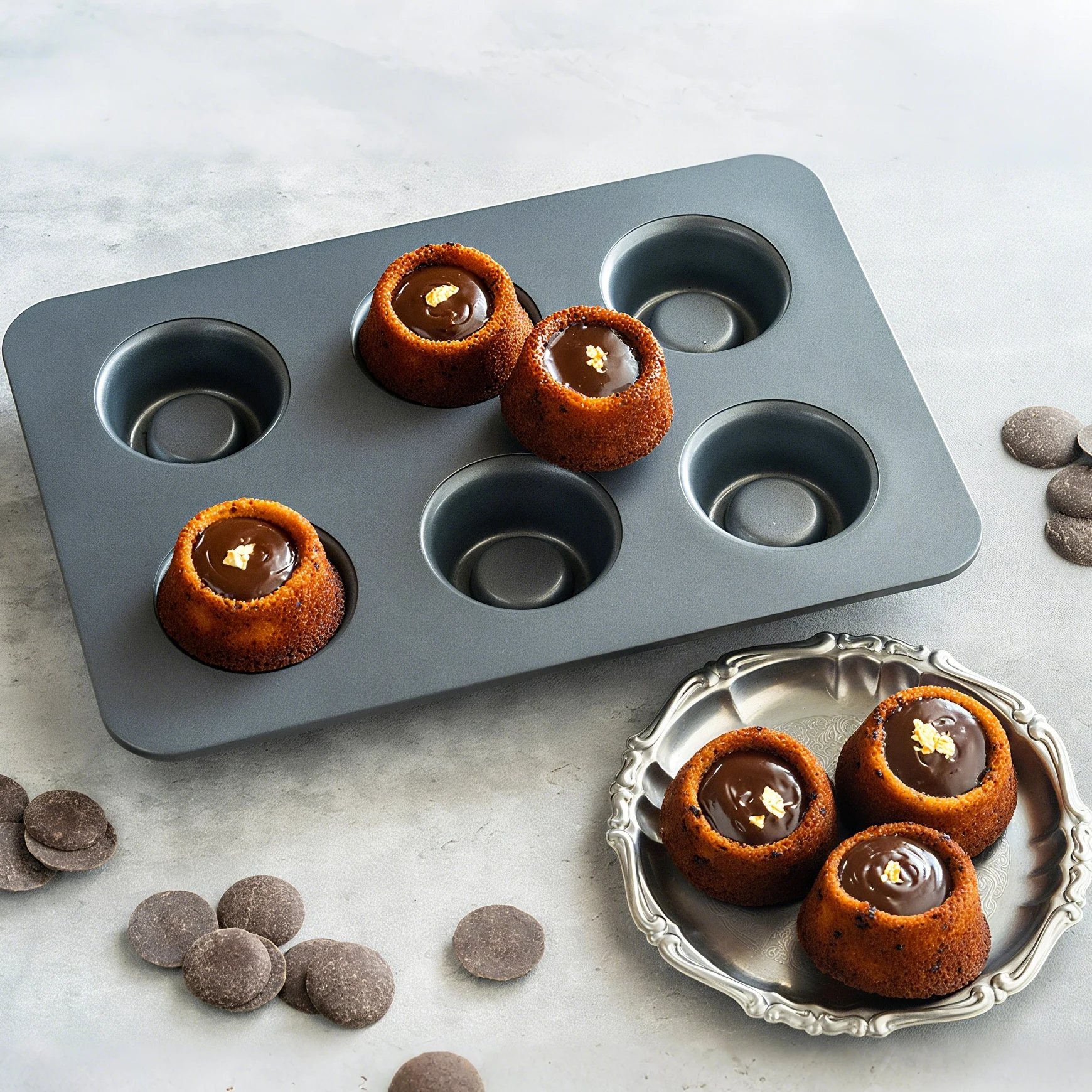 Runde Muffins mit 6 Mulden, Kuchen-Backform, antihaftbeschichtet, Kohlenstoffstahl, Kuchendekorationswerkzeug, Cupcake, Brownie-Kuchenform, Backzubehör