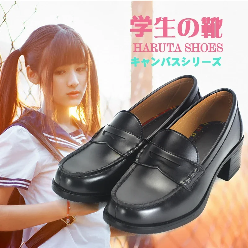 Anime Japan Style Student Lolita Girl JK Shoes Women Block Heels PU Leather Loafers Casual Shoes